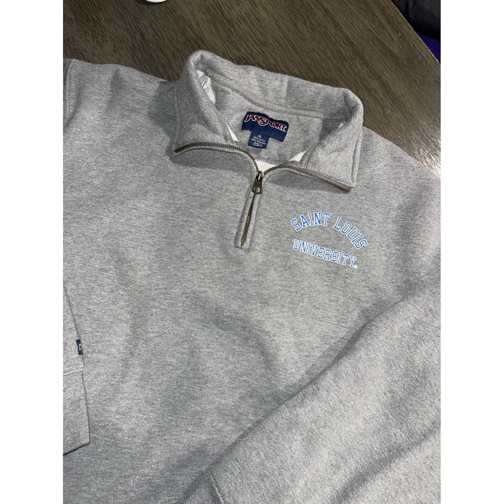 Jansport Women Sz XL Gray Pullover Saint Louis University Quarter Zip Sweatshirt